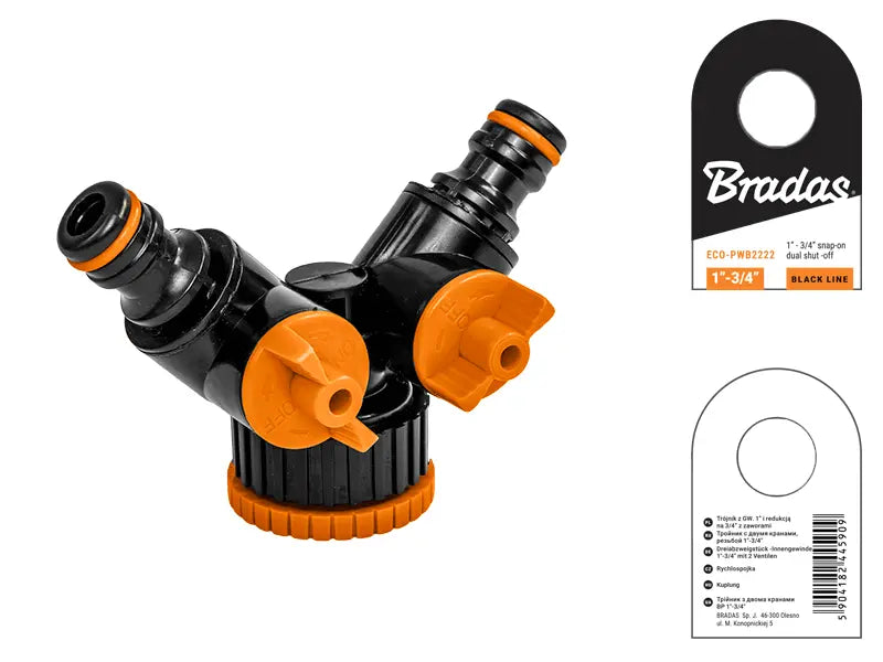 Bradas BLACK LINE T-stuk met Twee Kleppen | Installatie-shop.nl