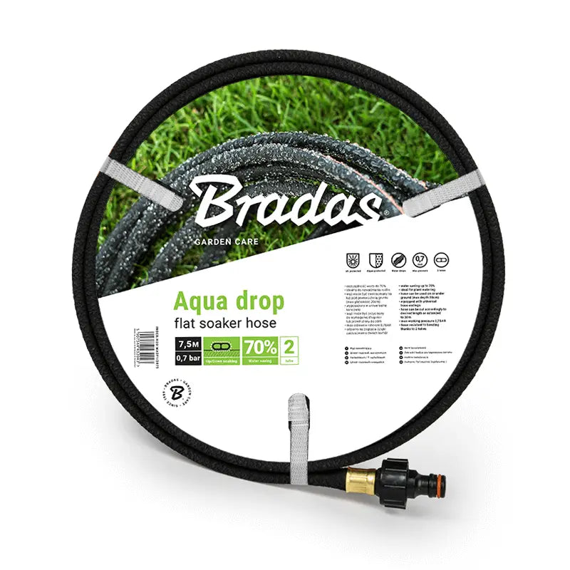 Bradas Aqua-Drop Flat platte zweetslang 7,5 meter – voor nauwkeurige tuinbewatering