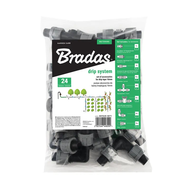 Essentiële onderdelen voor uw druppelsysteem - Bradas Accessoire Set 16mm - 24 stuks