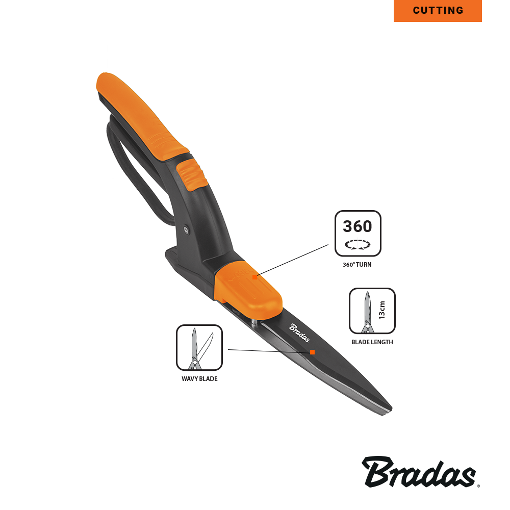 Bradas grasschaar in gebruik voor het knippen van grasranden