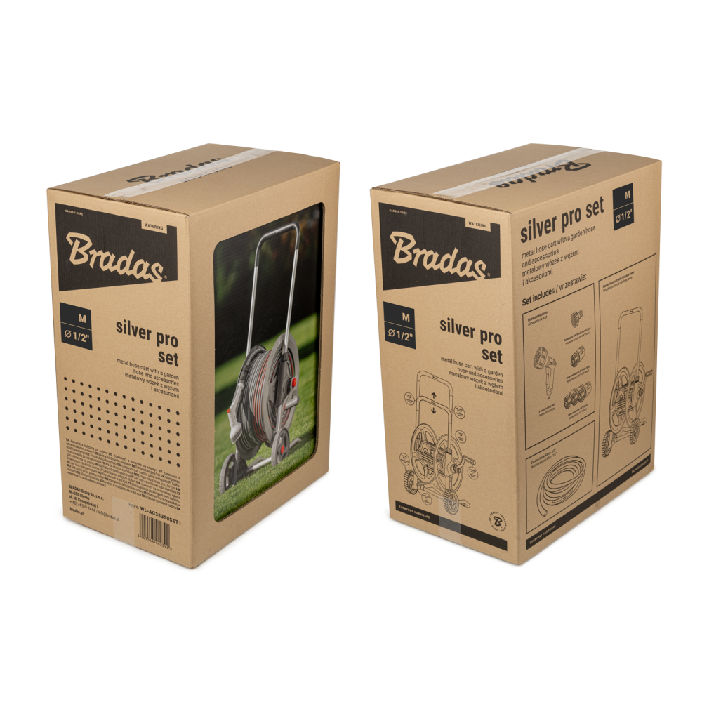 Sterke metalen slangenwagen met ergonomische slinger en antislipwielen