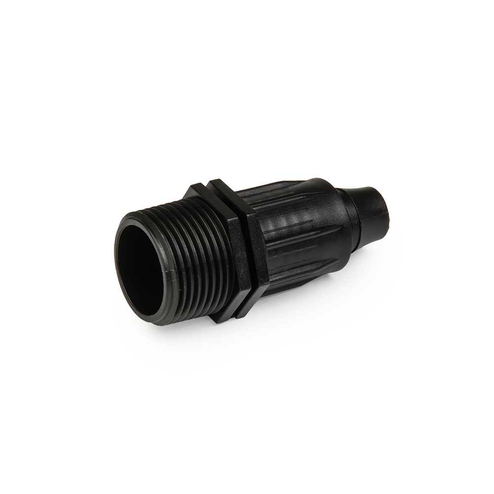 Bradas QJ koppeling 16 mm x 3/4" buitendraad voor snelle aansluiting van druppelslang op buitendraadfitting