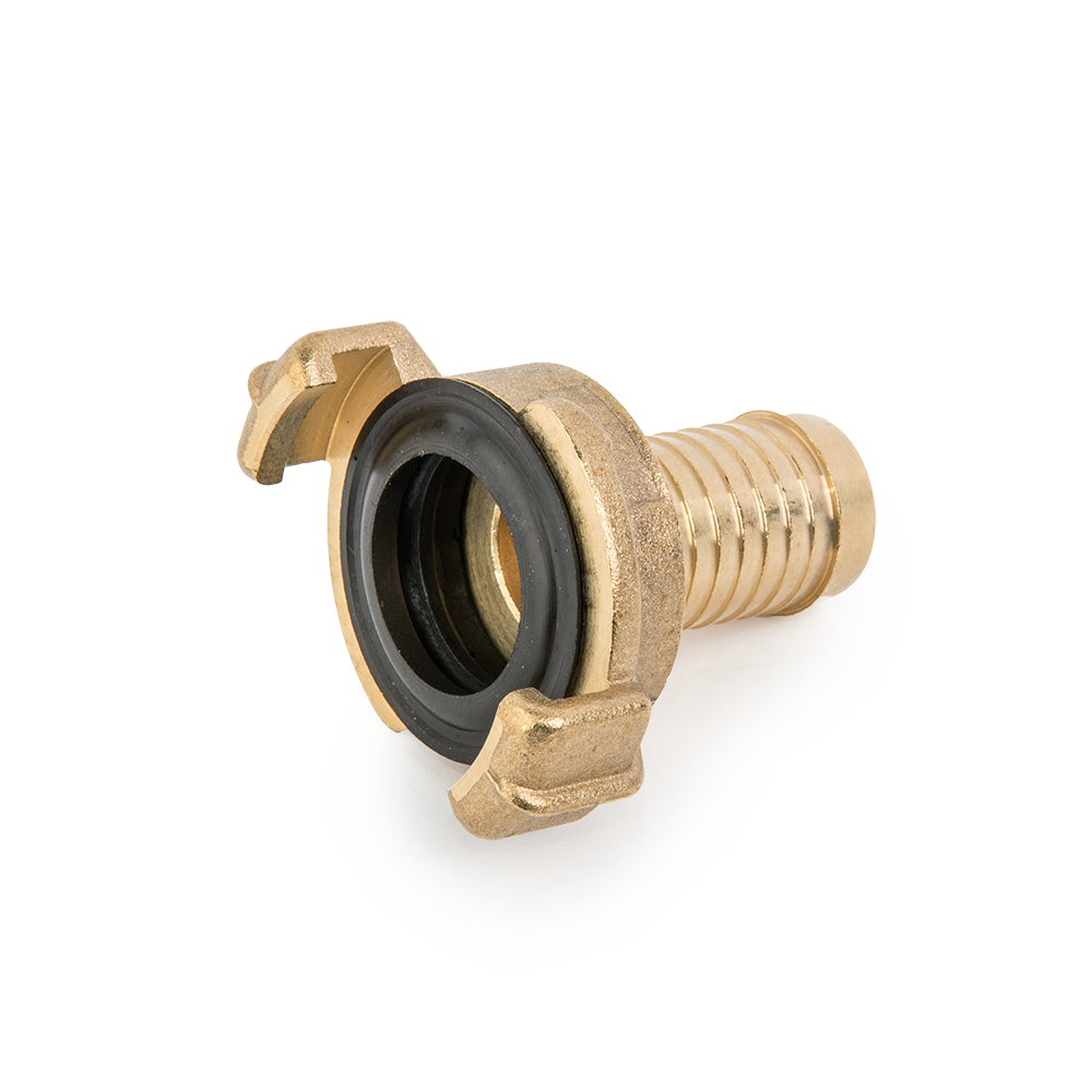 Detail van Geka‑type snelkoppeling met 25 mm slangtule.