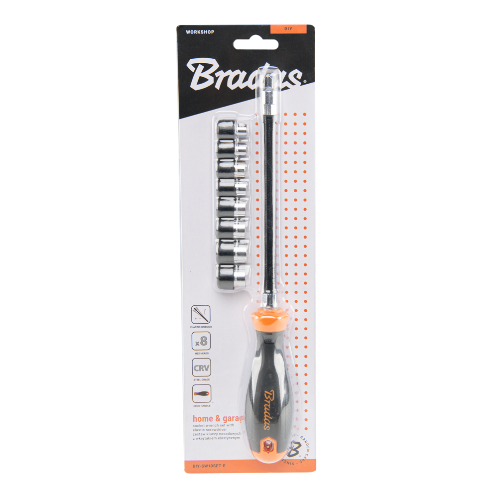 Bradas Flexibele schroevendraaier met dopsleutels 5–12 mm (270 mm)