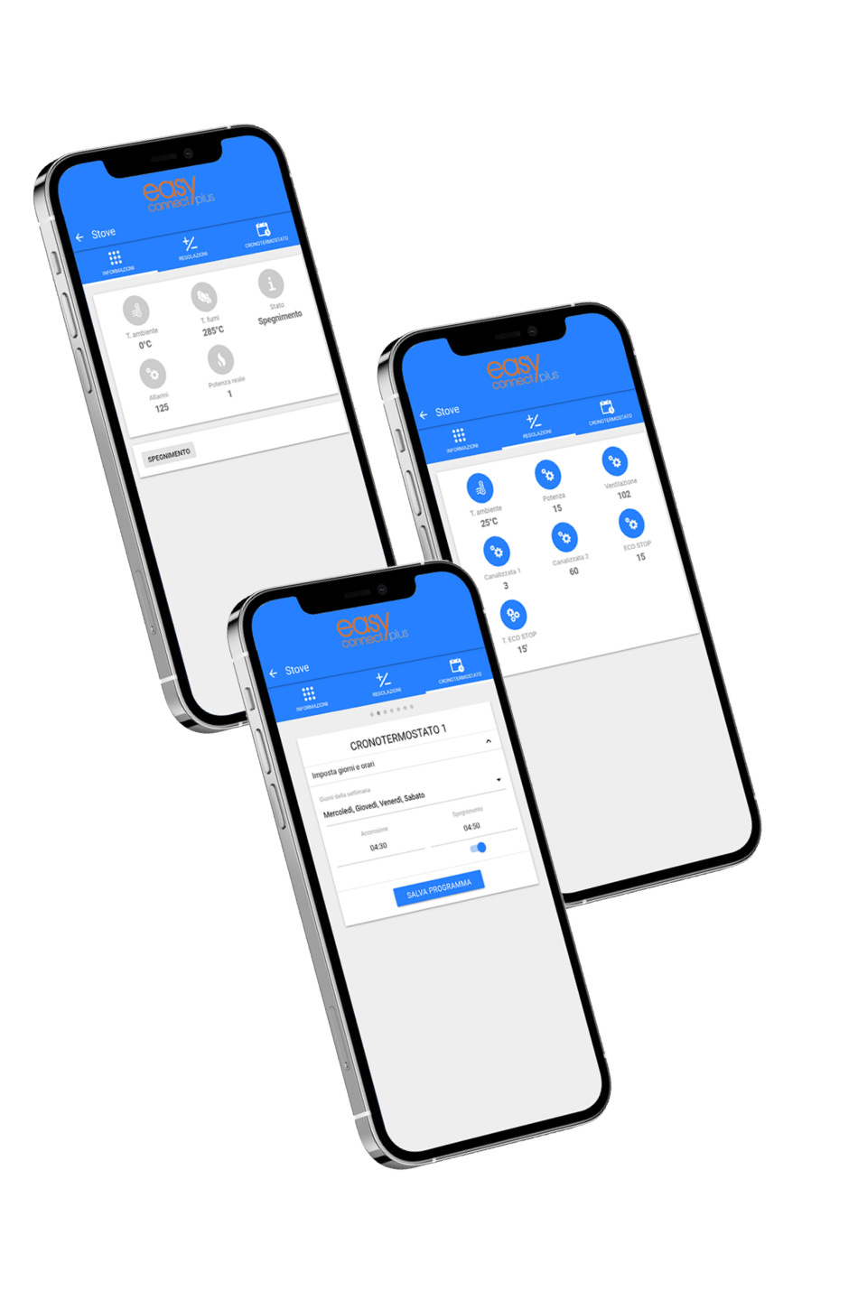 Moderne Cadel Luce Plus pelletkachel met twee ventilatoren en Wi-Fi-bediening voor efficiënte warmtedistributie.