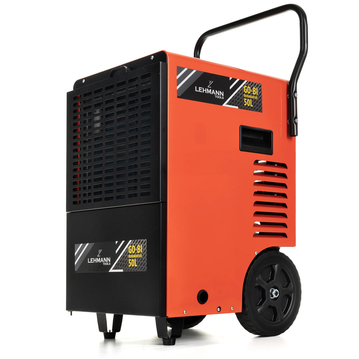 Lehmann industriële luchtontvochtiger 50L/24H – ideaal voor vochtbestrijding op bouwplaatsen.