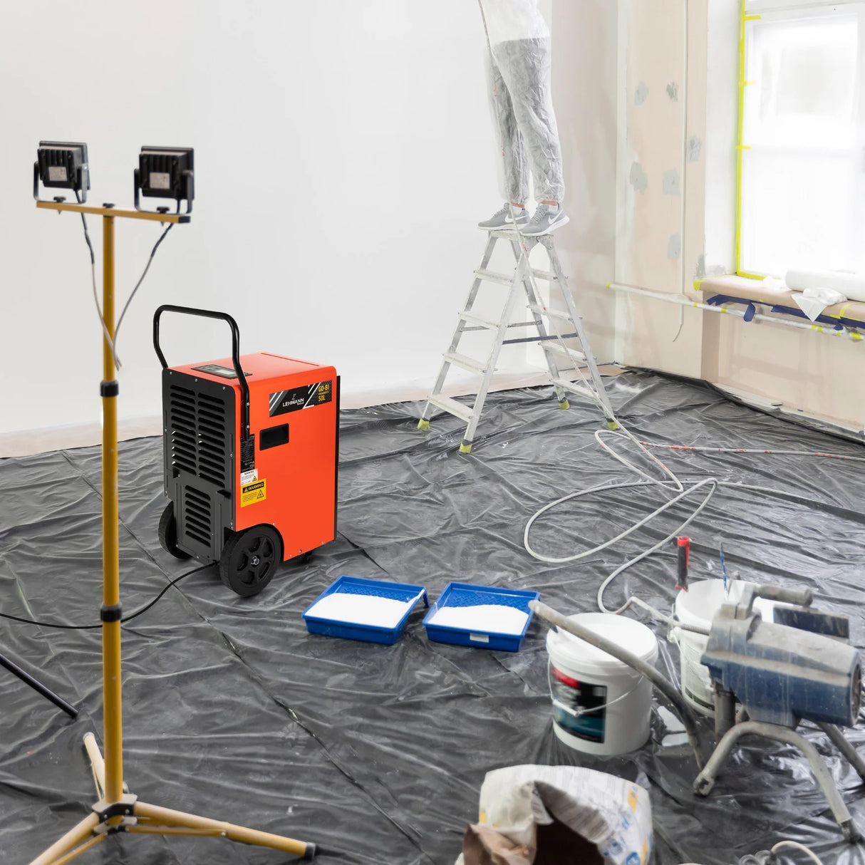 Lehmann luchtontvochtiger met LCD-display voor eenvoudige bediening en monitoring van instellingen.