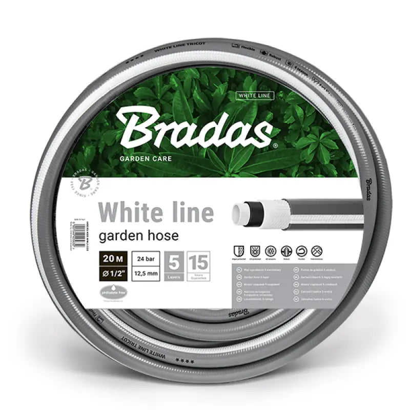 Bradas Tuinslang WHITE LINE 13 mm (1/2") - 20m - anti knik - 5-lagen Bradas