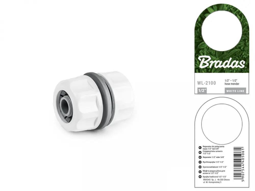 Detail van de Bradas WHITE LINE 13 mm (1/2") Slanghersteller.
