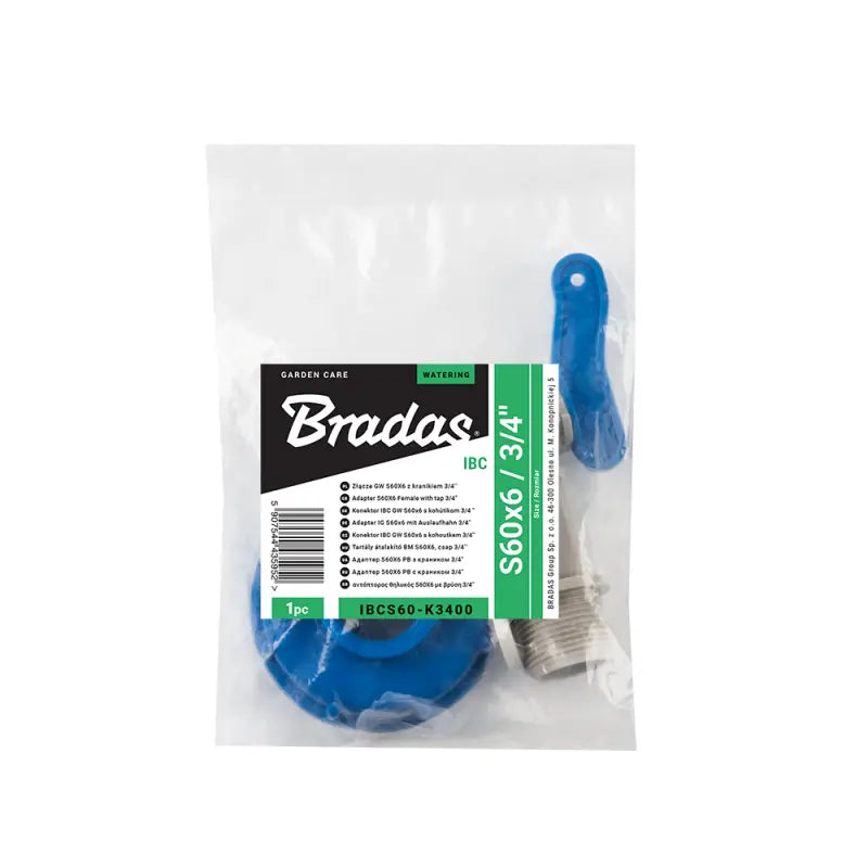 Bradas set - IBC-adapter S60x6 met kraan - 19 mm (3/4") Bradas
