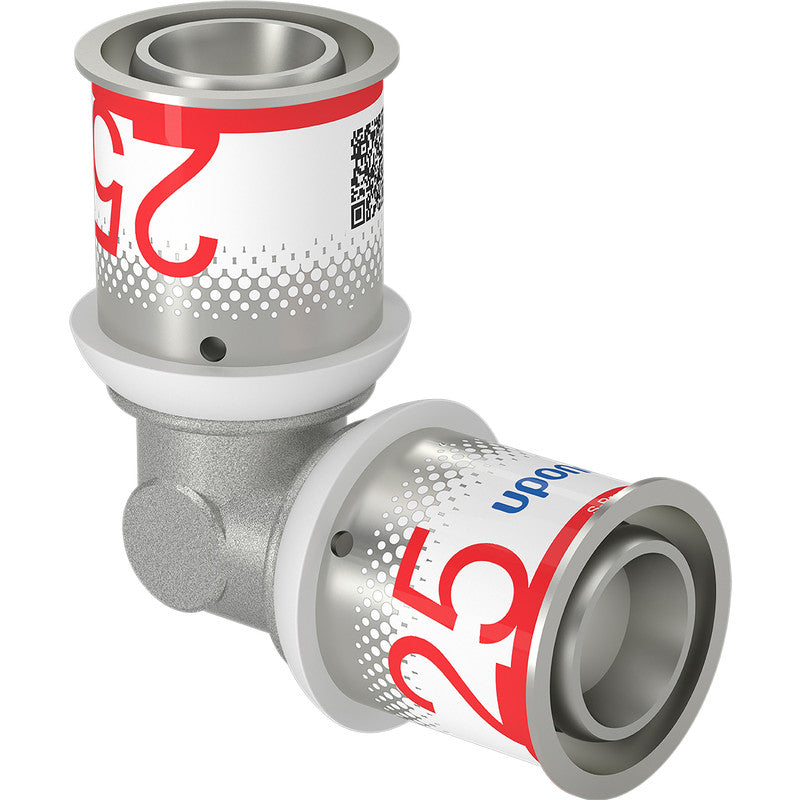 Messing hoekfitting met gekleurde pershulzen