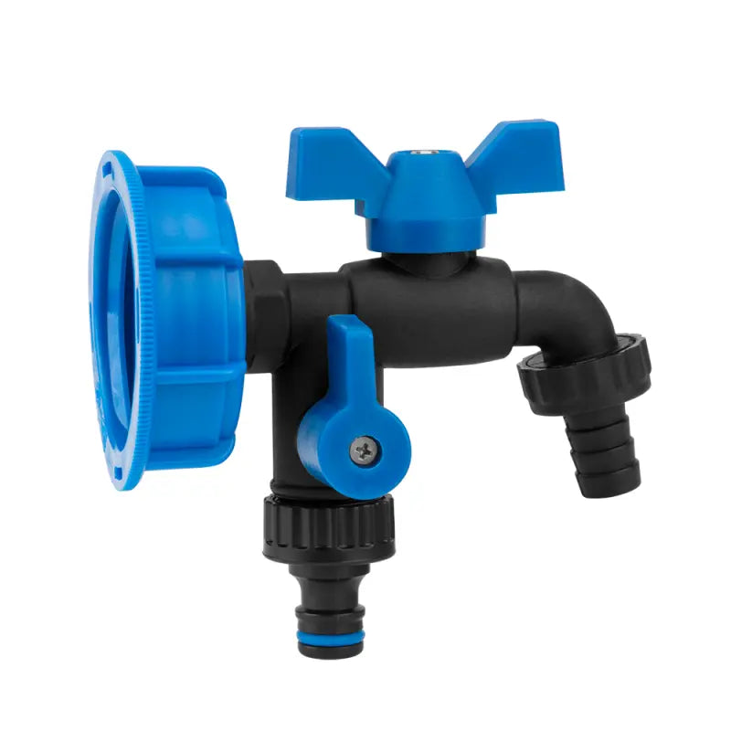 Bradas Set IBC S60x6 Kraan zwart 2x 19 mm (3/4") Nylon / Messing Buitendraad voor 5/8" Slang + Nippel Bradas