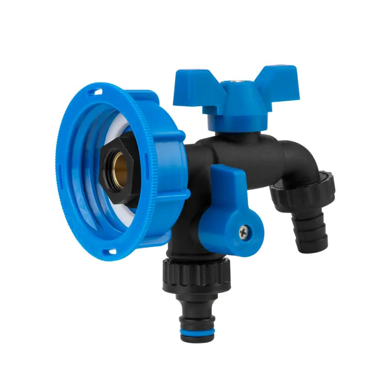 Bradas Set IBC S60x6 Kraan zwart 2x 19 mm (3/4") Nylon / Messing Buitendraad voor 5/8" Slang + Nippel Bradas