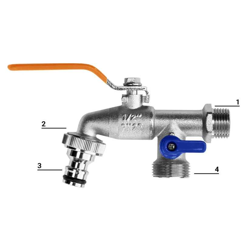 Bradas Kogelkraan 1/2" met 2 x 3/4" Uitgang | Efficiënte Waterregelaar | Installatie-shop.nl