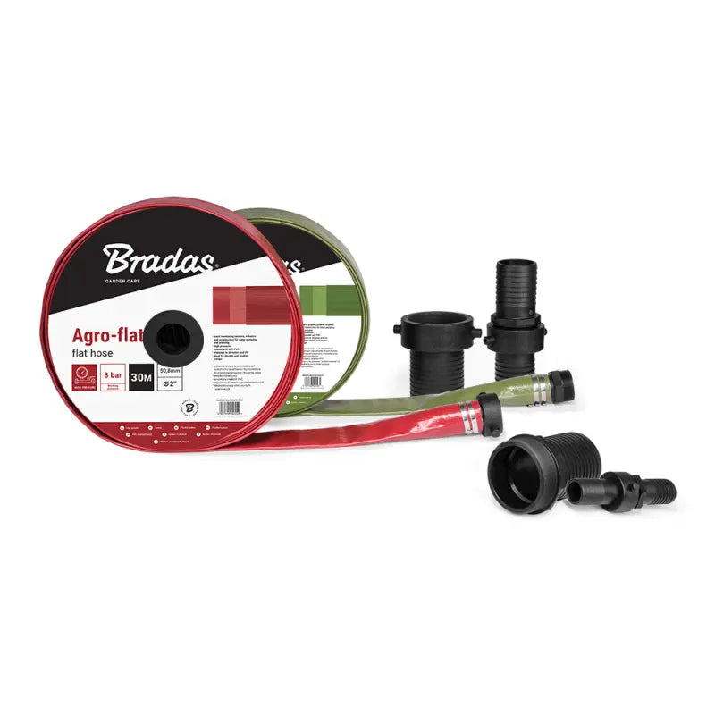 Bradas Platte Slang AGRO-FLAT W.P.7 / B.P.21 Bar 3" / 50m ROOD