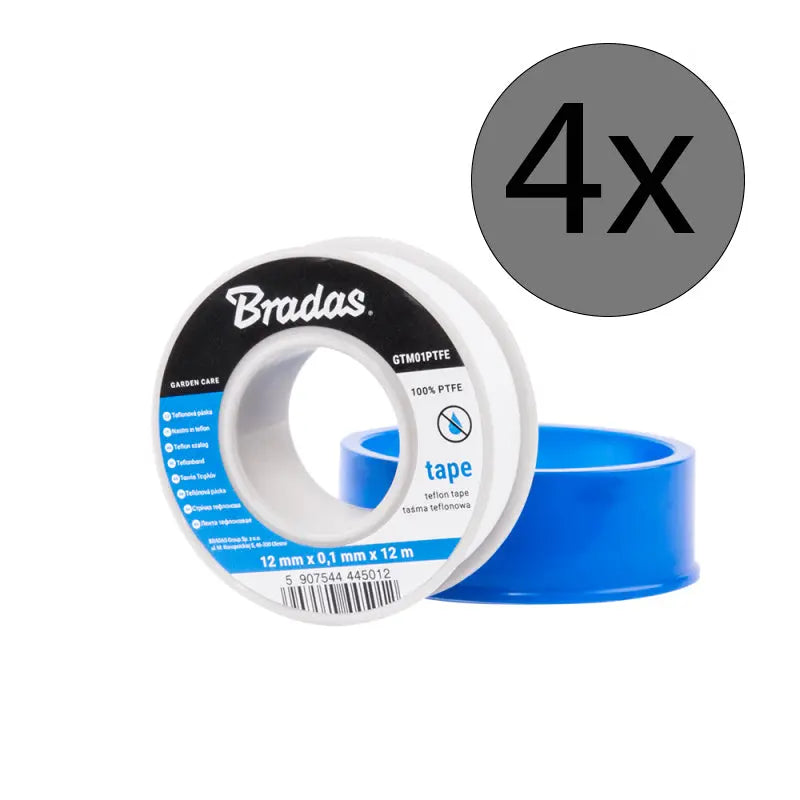 Bradas PTFE Teflon Tape: 12mm x 0,1mm x 12m - 4 stuks Installatie-shop.nl