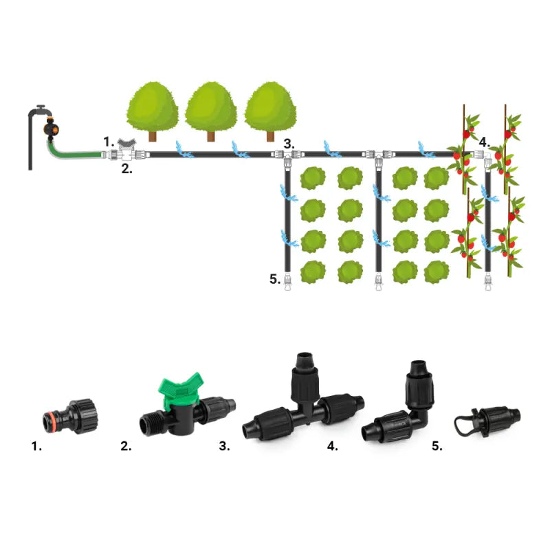 Bradas Set QJ met accessoires voor druppelslang 16mm - 27 stuks Bradas