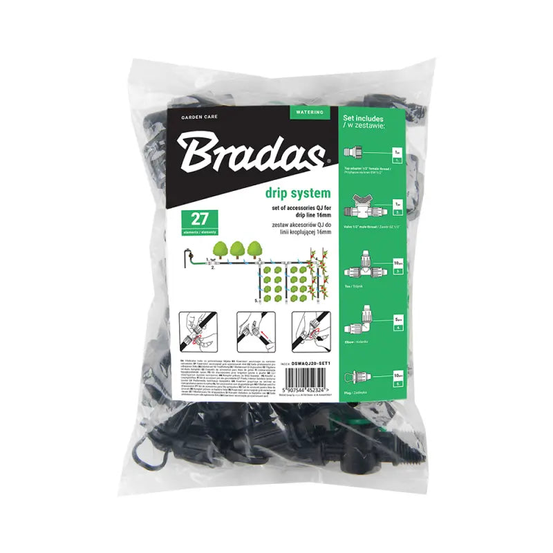 Bradas Set QJ met accessoires voor druppelslang 16mm - 27 stuks Bradas