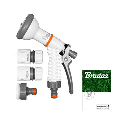 Bradas WHITE LINE Spuitpistool Set – 4 sproeipatronen, Verwijderbare Kop, hoogwaardig ABS Bradas