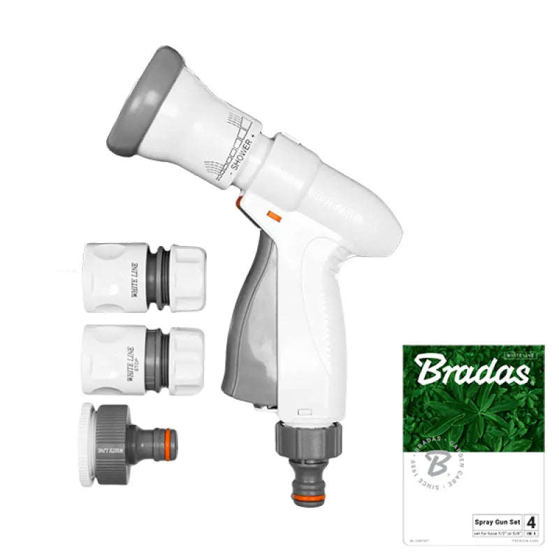 Bradas WHITE LINE Spuitpistool Set – 4 sproeipatronen, Verwijderbare Kop, inclusief koppelingen Bradas