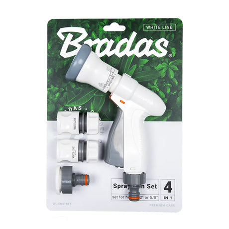Bradas WHITE LINE Spuitpistool Set – 4 sproeipatronen, Verwijderbare Kop, inclusief koppelingen Bradas