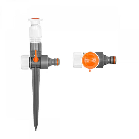 Bradas WHITE LINE Verstelbare Sproeier 0-360° met Kraan op spike, met een dekking tot 78m².