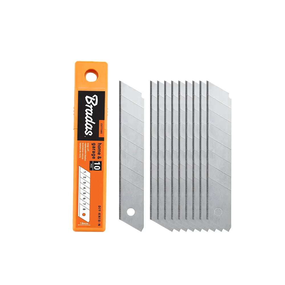 Bradas afbreekmessen 18 mm - 10 stuks in harde verpakking.