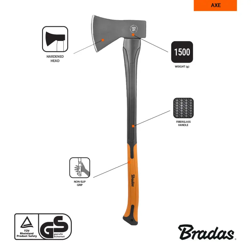 Bradas bijl - glasvezel steel - 1500g Bradas