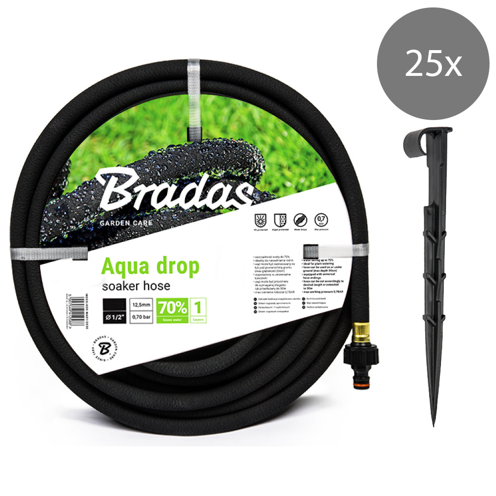Bradas Bewateringsslang - Zweetslang 13 mm (1/2") inclusief grondpennen