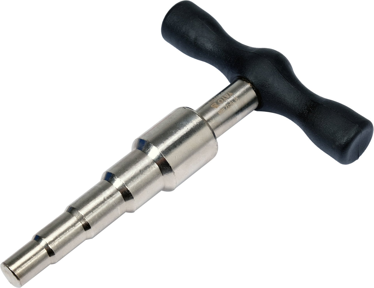 Yato kalibrator voor PEX-buizen, geschikt voor diameters van 16 tot 32 mm.