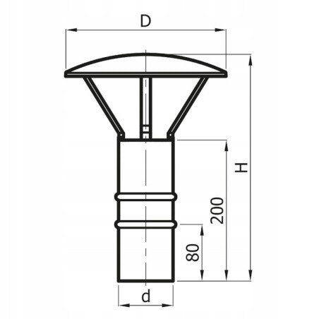 Zwarte metalen schoorsteenkap Darco SPKP detail