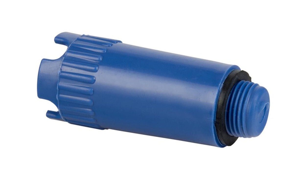 Afbeelding van de Diamond afpersplug voor dichtheidstest 1/2" 80 mm in het blauw, ontworpen voor lekkagetests.