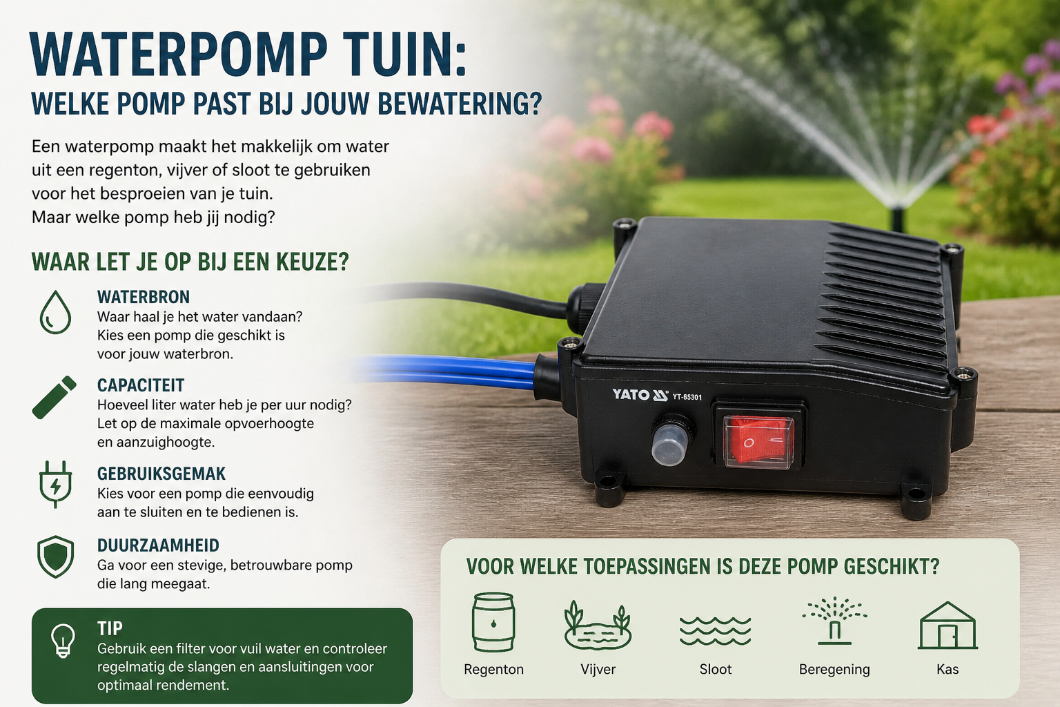 Waterpomp tuin: welke pomp past bij jouw bewatering?