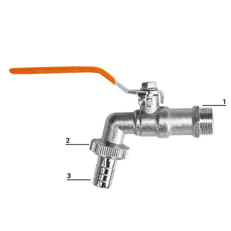 Hoogwaardige messing kraan met 1/2" en 3/4" uitgangen - Bestel nu!