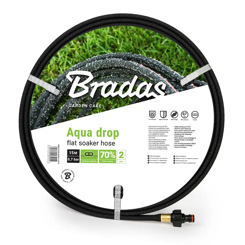 Bradas AQUA-DROP Platte Zweetslang voor plantenbewatering