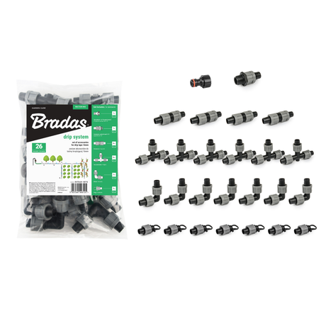 Bradas koppelingen set voor driptape en druppelleiding 16 mm