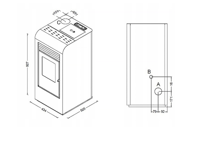 Eva Calor Giada 8.5kW Pelletkachel Zwart - 80 m2