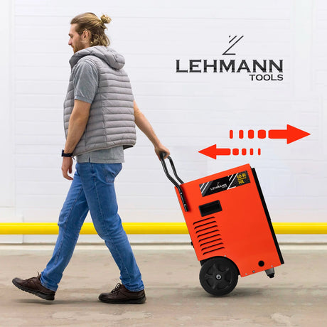 Bouwdroger van Lehmann met 900W, ontworpen voor effectieve luchtontvochtiging in grote ruimtes.