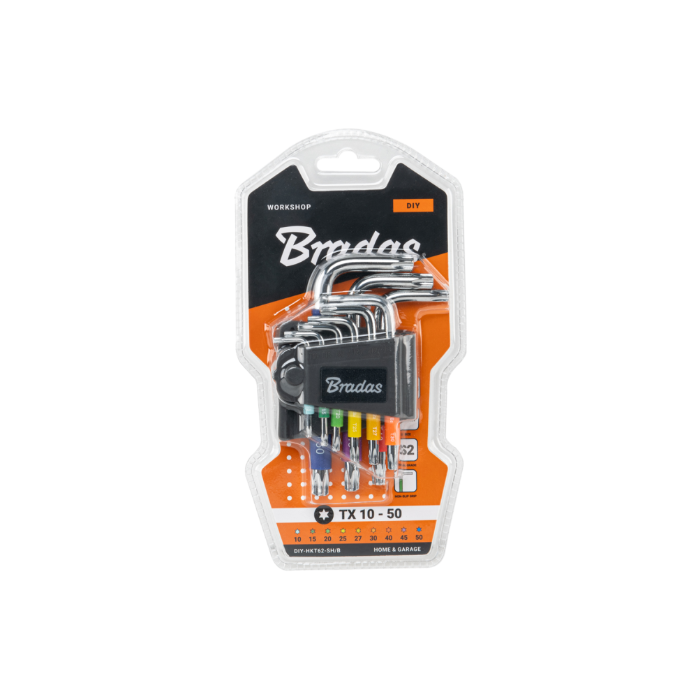 9-delige Bradas Torx sleutelset van S2-staal
