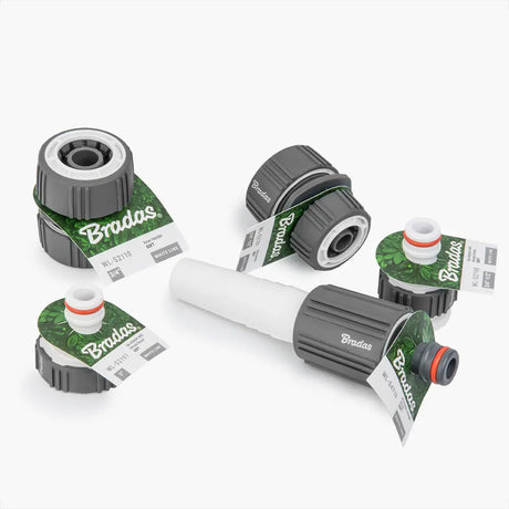 Detail van de Bradas WHITE LINE Snelkoppeling met stopfunctie voor eenvoudig aansluiten.