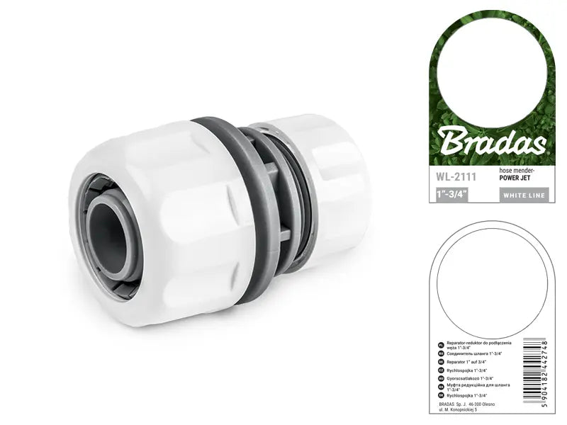 Bradas WHITE LINE slangverbindingsstuk voor 25 mm (1") naar 19 mm (3/4") Bradas