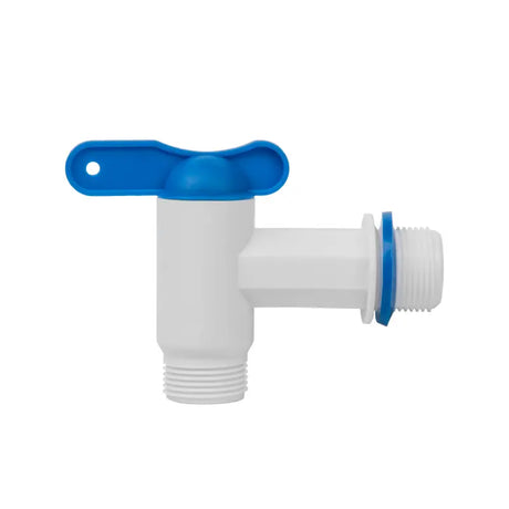 Bradas PP-kraan met 19 mm (3/4") buitendraad ingang, 19 mm (3/4") buitendraad uitgang - wit Bradas
