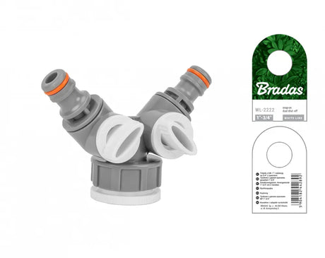 Detail van het Bradas WHITE LINE T-Stuk met 25 mm (1") en 19 mm (3/4") vrouwelijke aansluitingen.