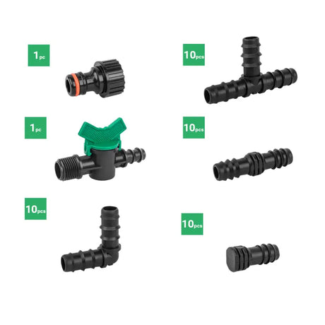 Bradas Accessoireset 16mm voor Druppelleiding | Installatie-shop.nlComplete set voor 16 mm druppelirrigatie - 42 onderdelen