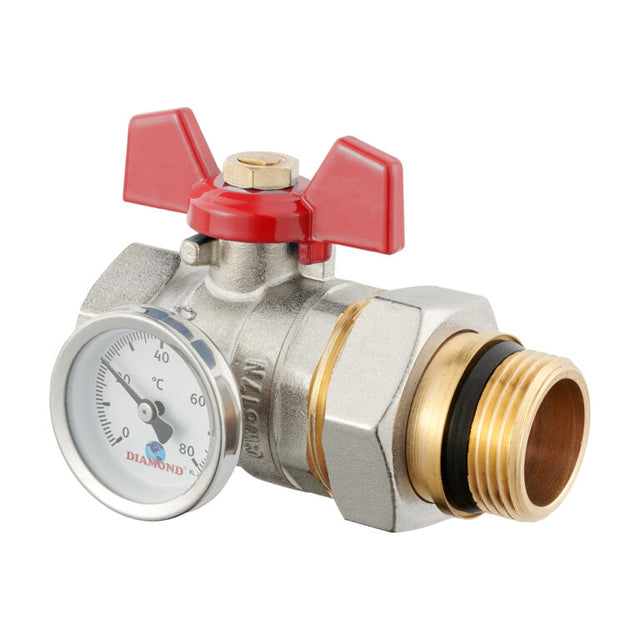 Diamond kogelkraan DN25 met rode vlinderhendel