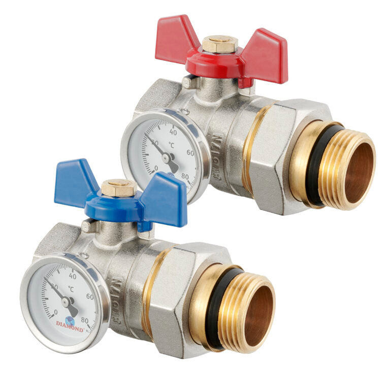 Kogelkraan met thermometer voor cv-installaties