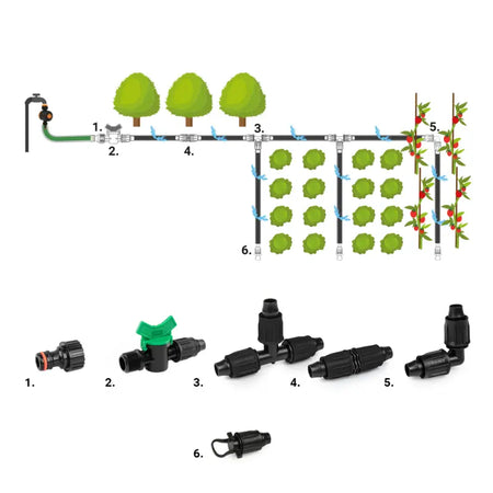 Bradas Set QJ met accessoires voor druppelslang 16mm - 42 stuks Bradas