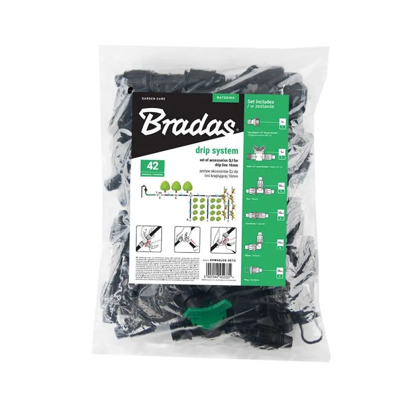 Bradas Set QJ met accessoires voor druppelslang 16mm - 42 stuks Bradas