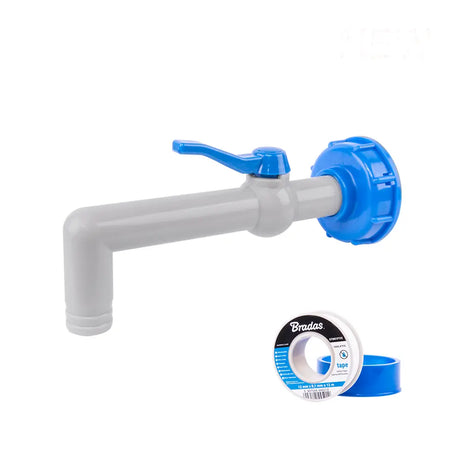 Bradas Set met Witte PP 90 Graden Kraan en IBC S60x6 Adapter voor 25 mm Slang.