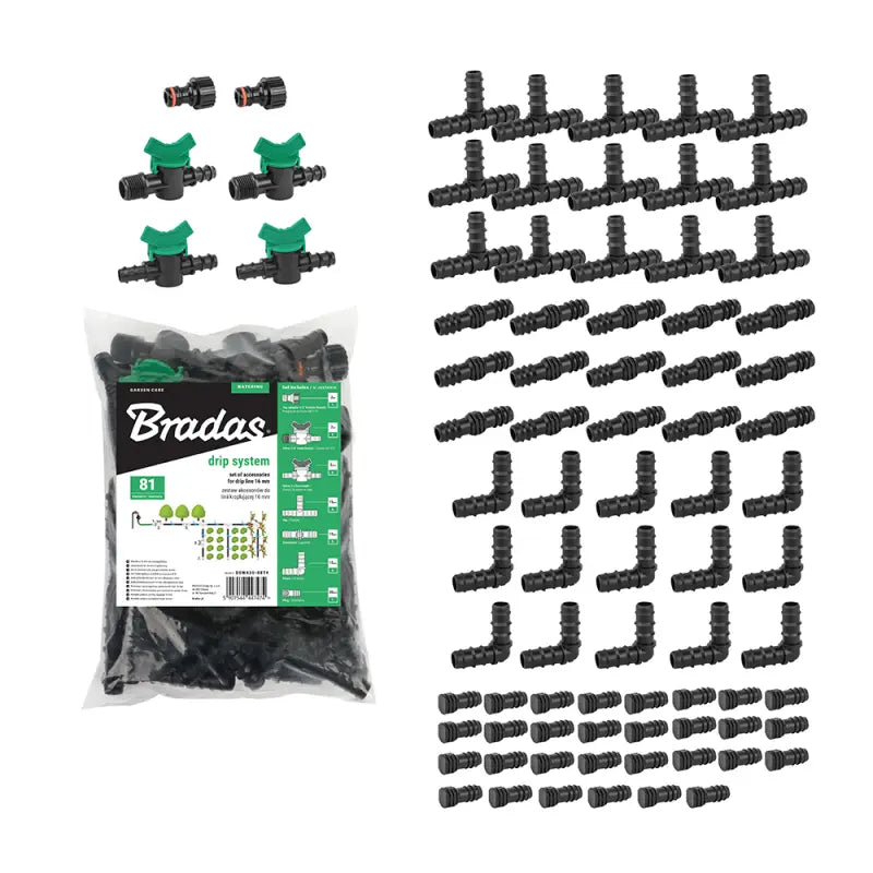 Bradas Set met accessoires voor druppelslang 16mm - 81 stuks Bradas